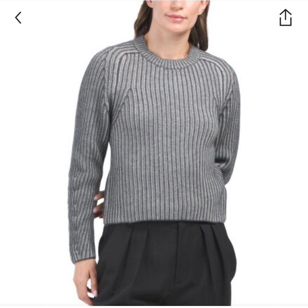 Naadam Wool‎ And Cashmere Blend Gray Crewneck size L large cable sweater